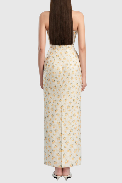 Sulliva Floral Sequin Halter Maxi Dress