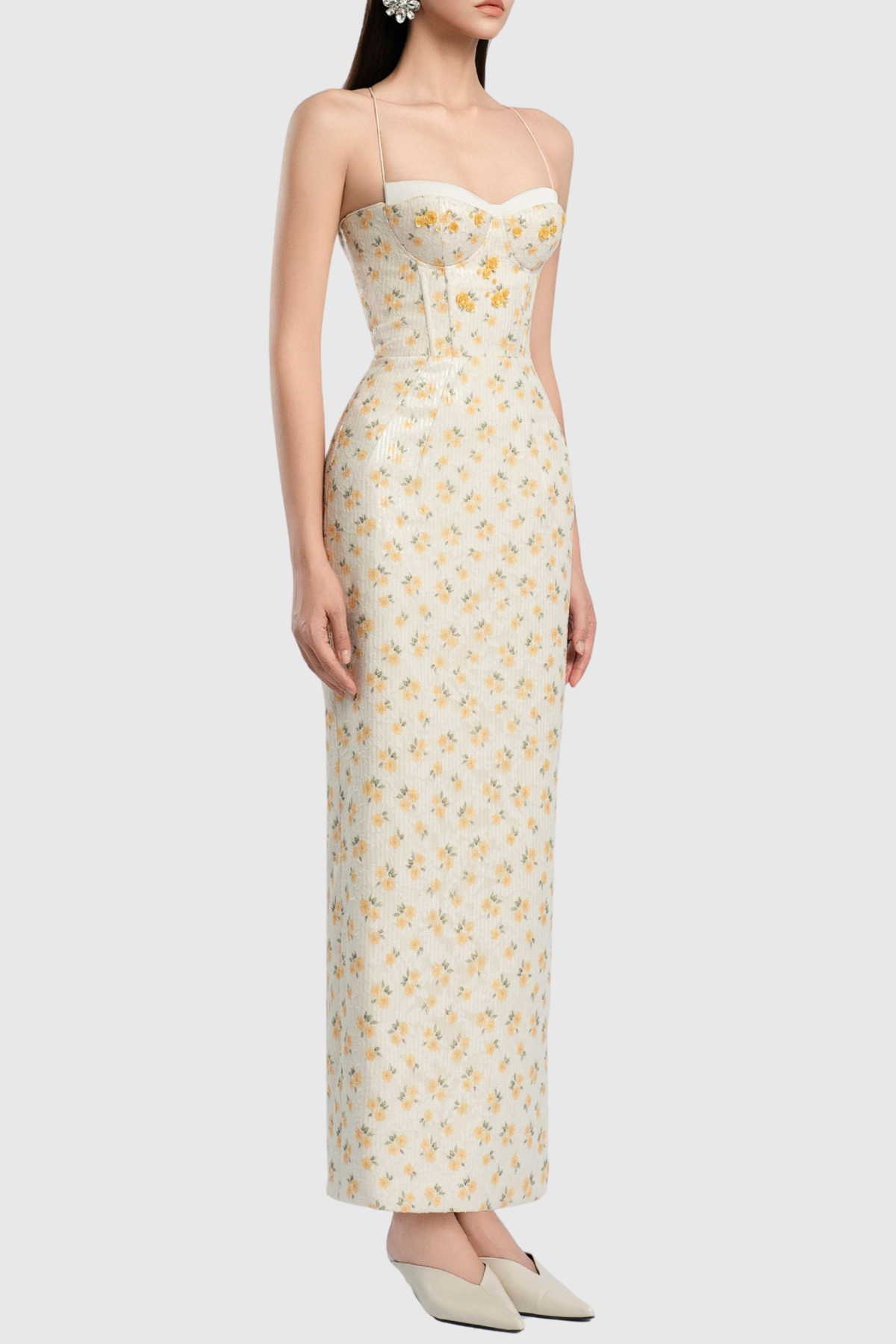 Sulliva Floral Sequin Halter Maxi Dress