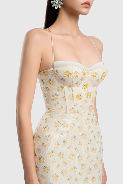 Sulliva Floral Sequin Halter Maxi Dress