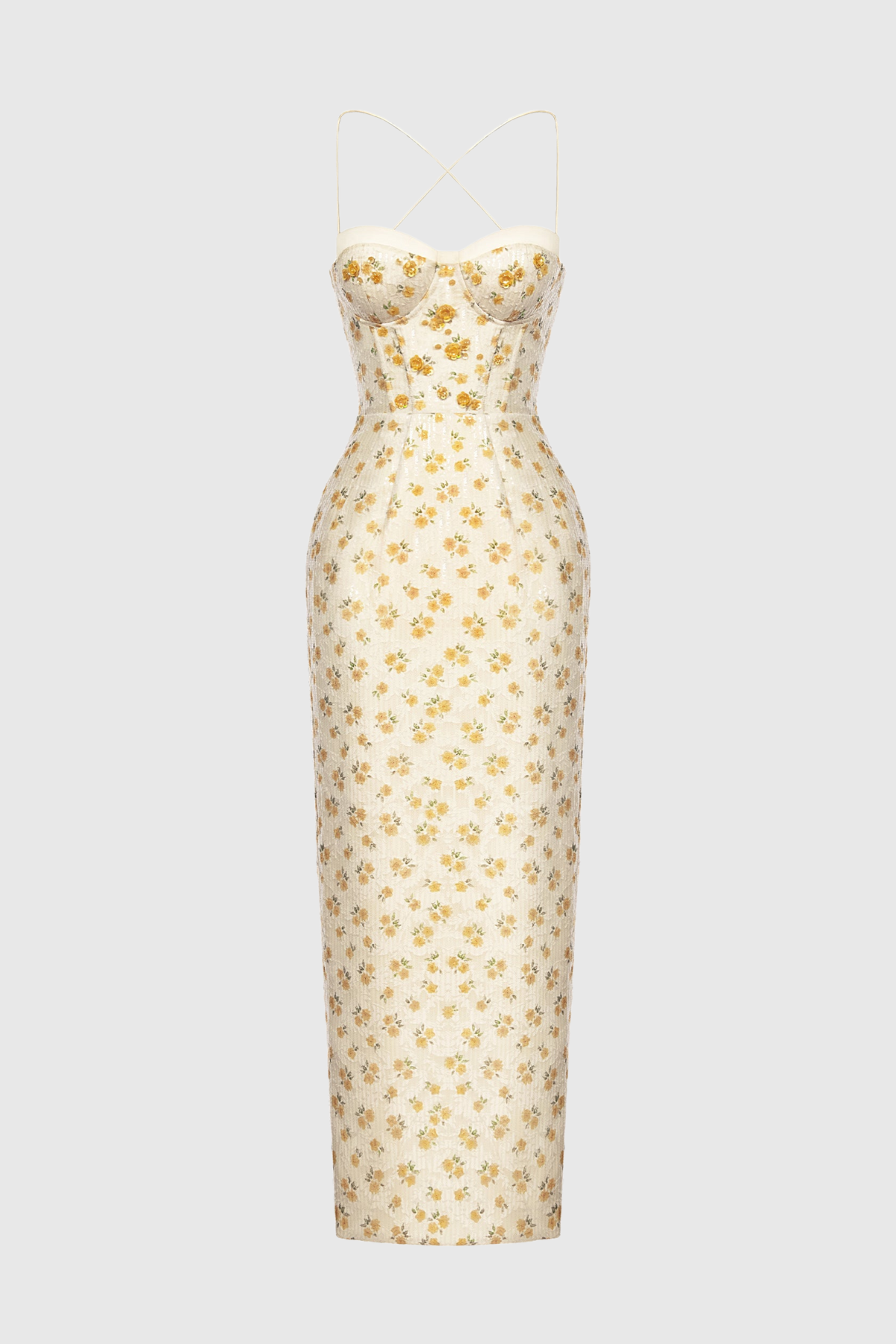 Sulliva Floral Sequin Halter Maxi Dress