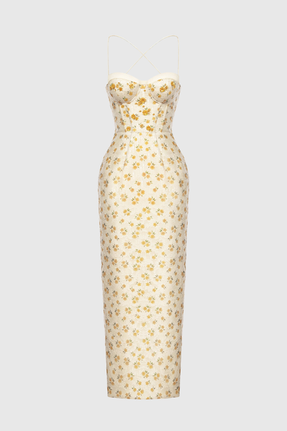 Sulliva Floral Sequin Halter Maxi Dress