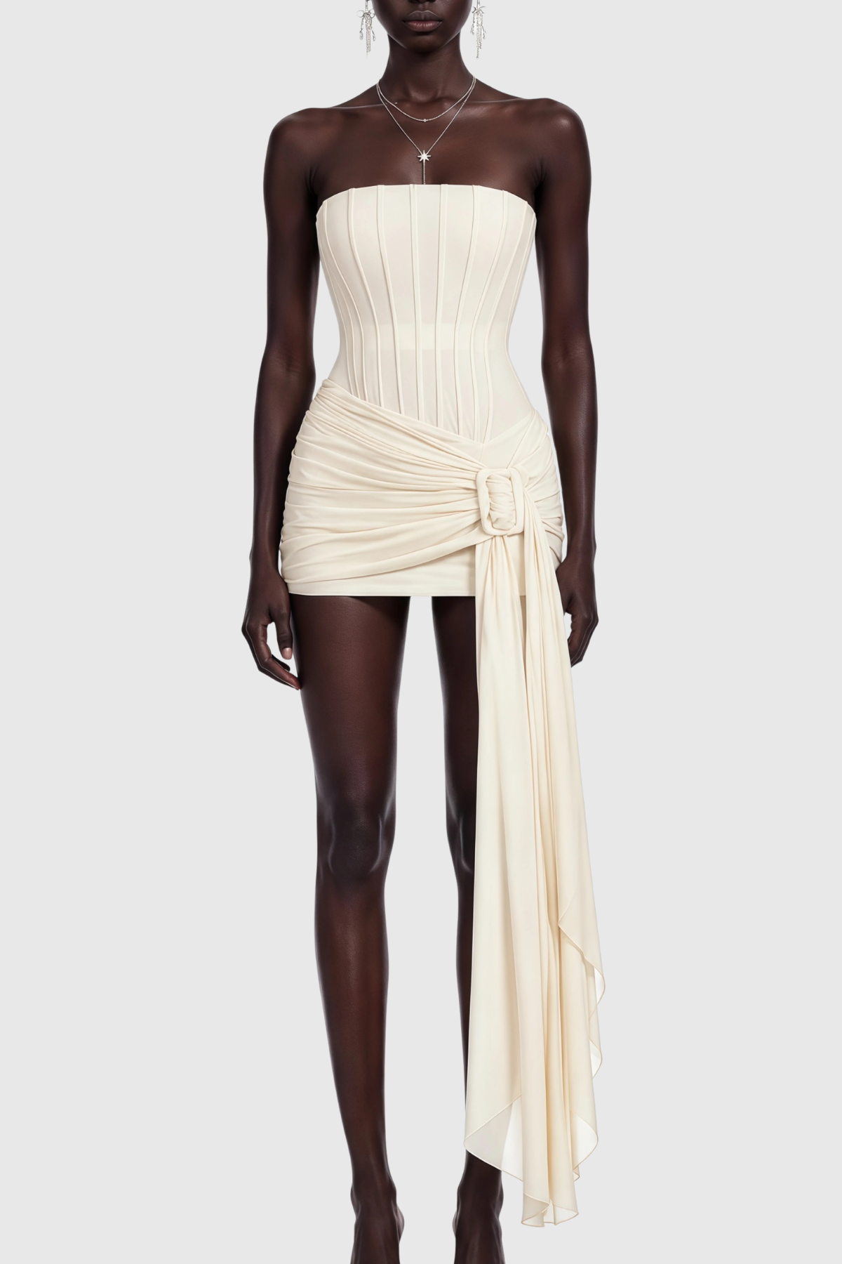 Suraie Strapless Corset Draped Mini Dress
