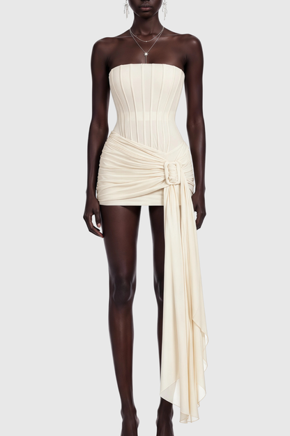 Suraie Strapless Corset Draped Mini Dress