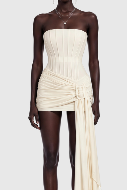 Suraie Strapless Corset Draped Mini Dress