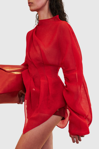 Susana Mesh Ruch Top - Red