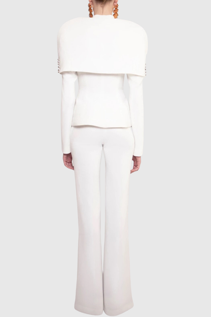 Suza Ruched Shawl Jacket - White