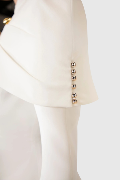 Suza Ruched Shawl Jacket - White