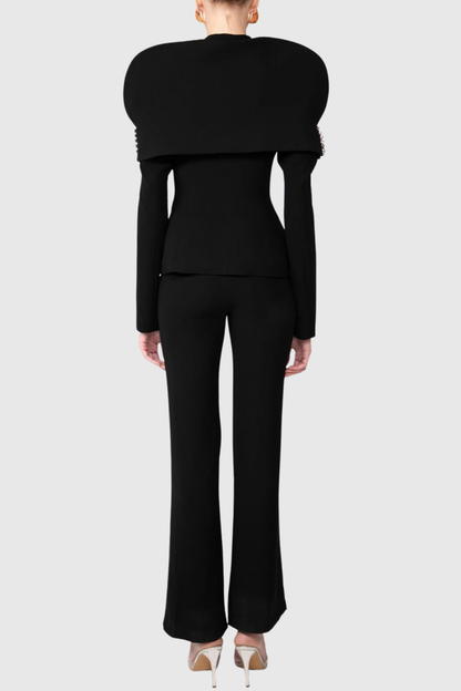 Suza Ruched Shawl Jacket - Black