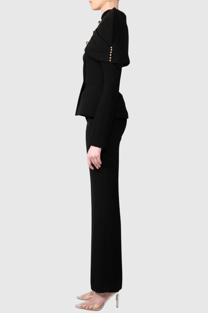 Suza Ruched Shawl Jacket - Black