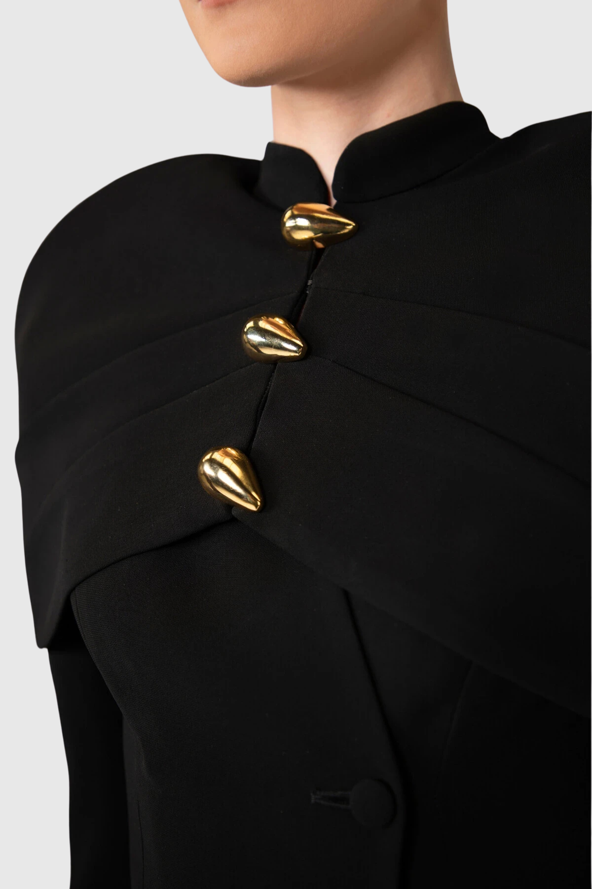 Suza Ruched Shawl Jacket - Black