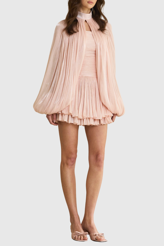 Suzaie Glossy Cape & Mini Dress Set - Pink