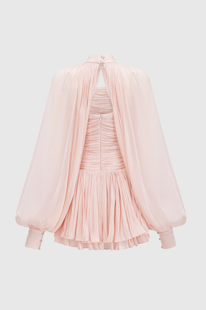 Suzaie Glossy Cape & Mini Dress Set - Pink