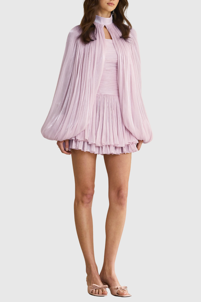 Suzaie Glossy Cape & Mini Dress Set - Purple