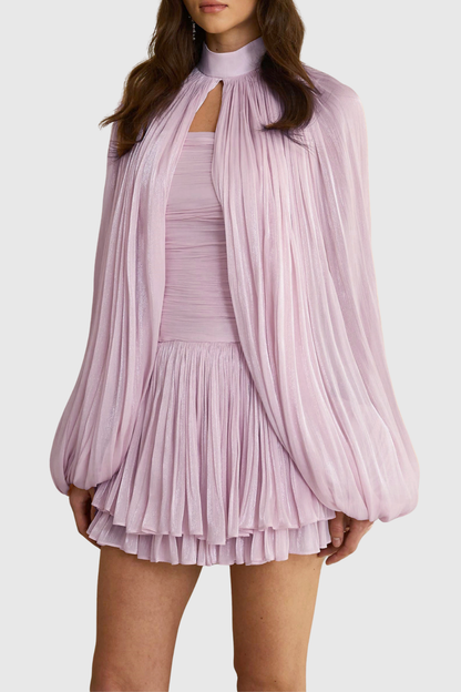 Suzaie Glossy Cape & Mini Dress Set - Purple