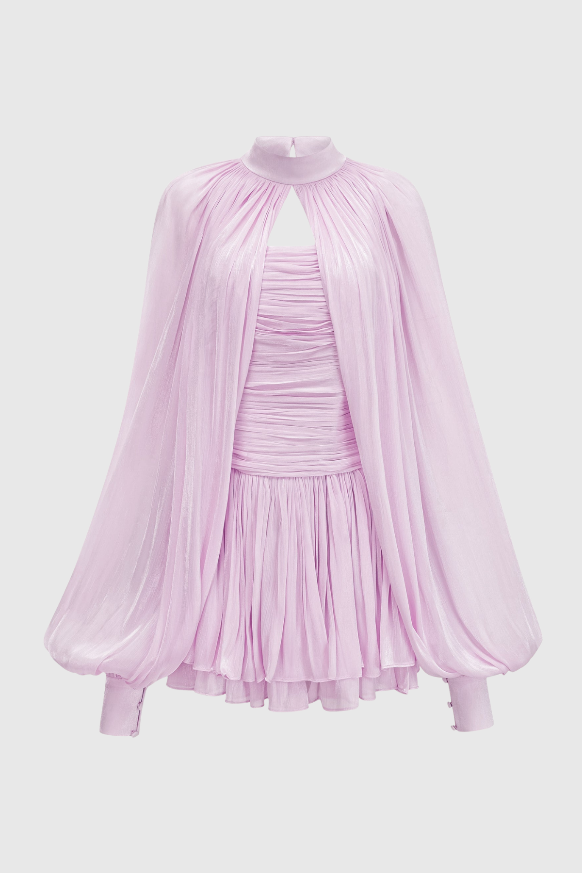 Suzaie Glossy Cape & Mini Dress Set - Purple