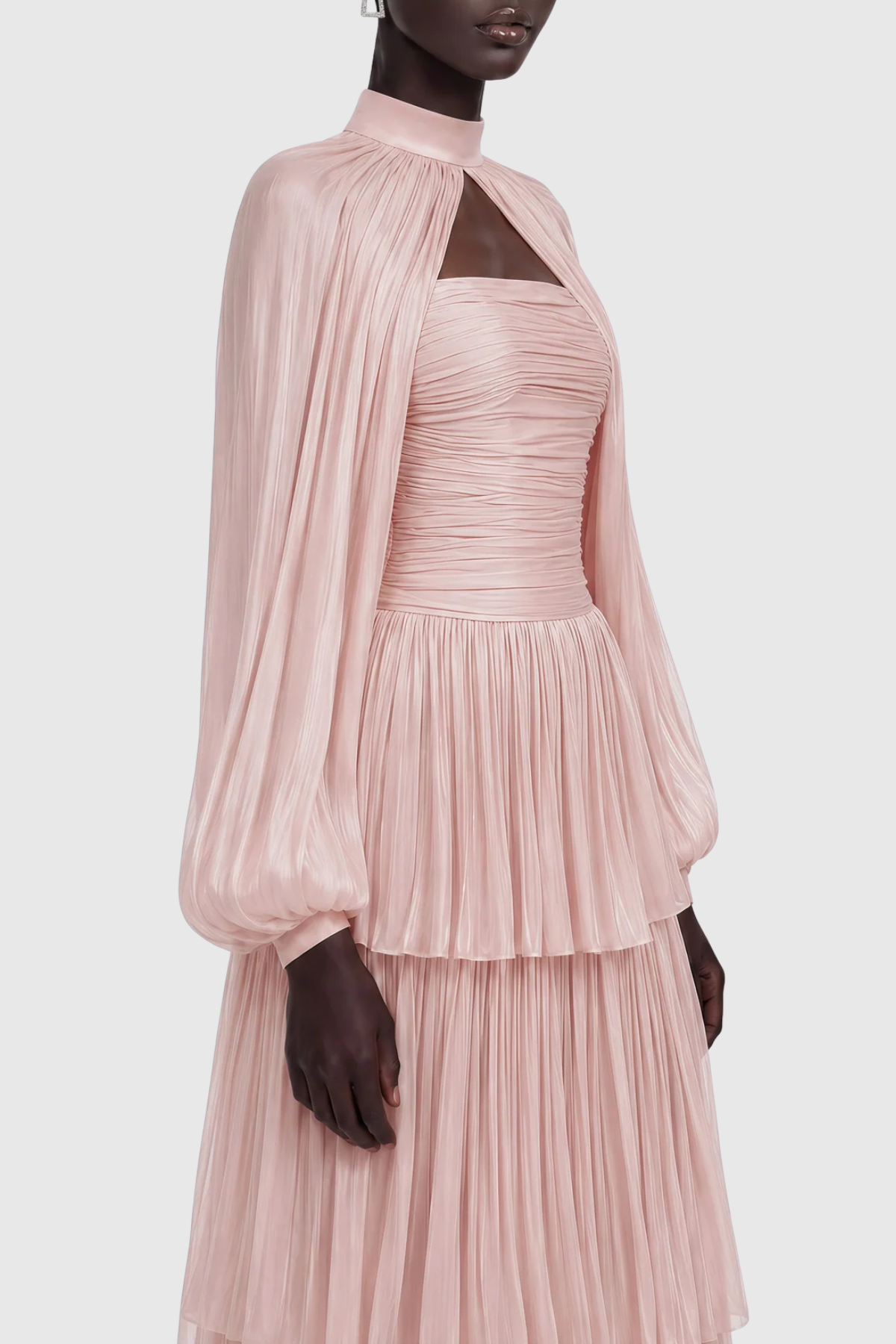 Suzaie Glossy Cape & Tiered Dress Set - Pink