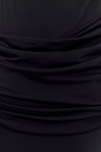 Swara Sleeveless Draped Maxi Dress - Black