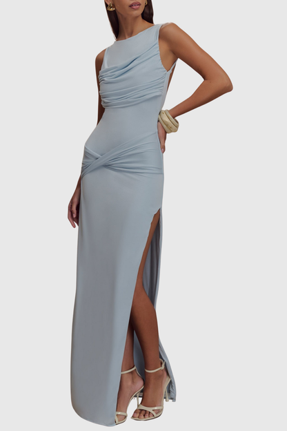 Swara Sleeveless Draped Maxi Dress - Blue
