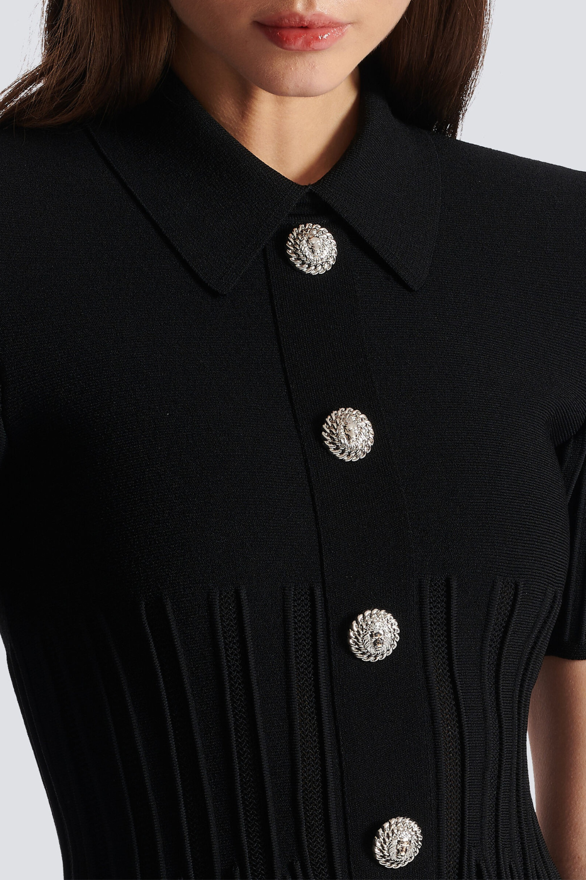 Sylas Ribbed Knit Flared Mini Dress - Black