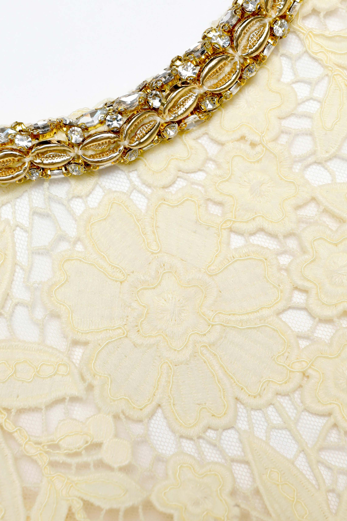 Synce Pearl Embellished Lace Top - Beige
