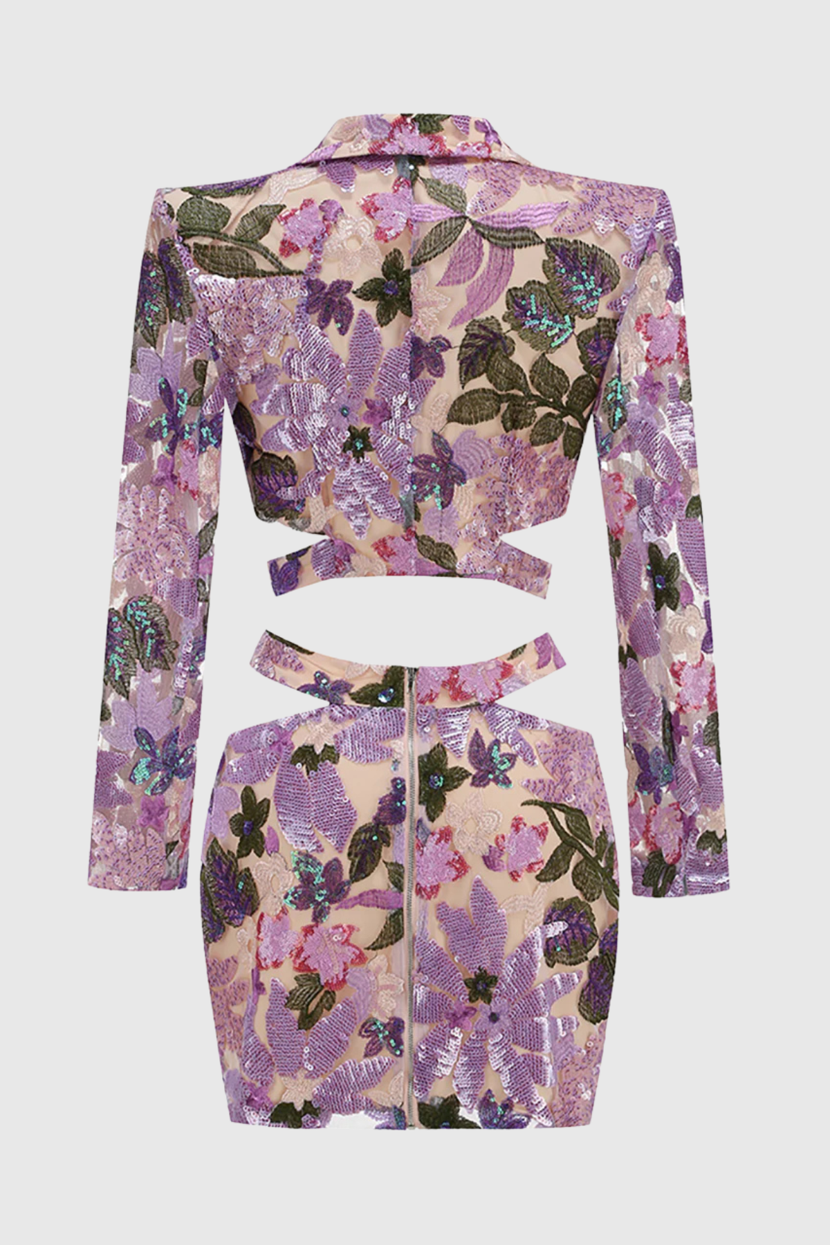 Tadeye Floral Sequin Blazer & Mini Skirt Set