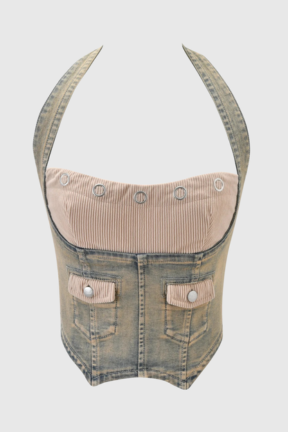 Tahnee Patchwork Corset - Beige
