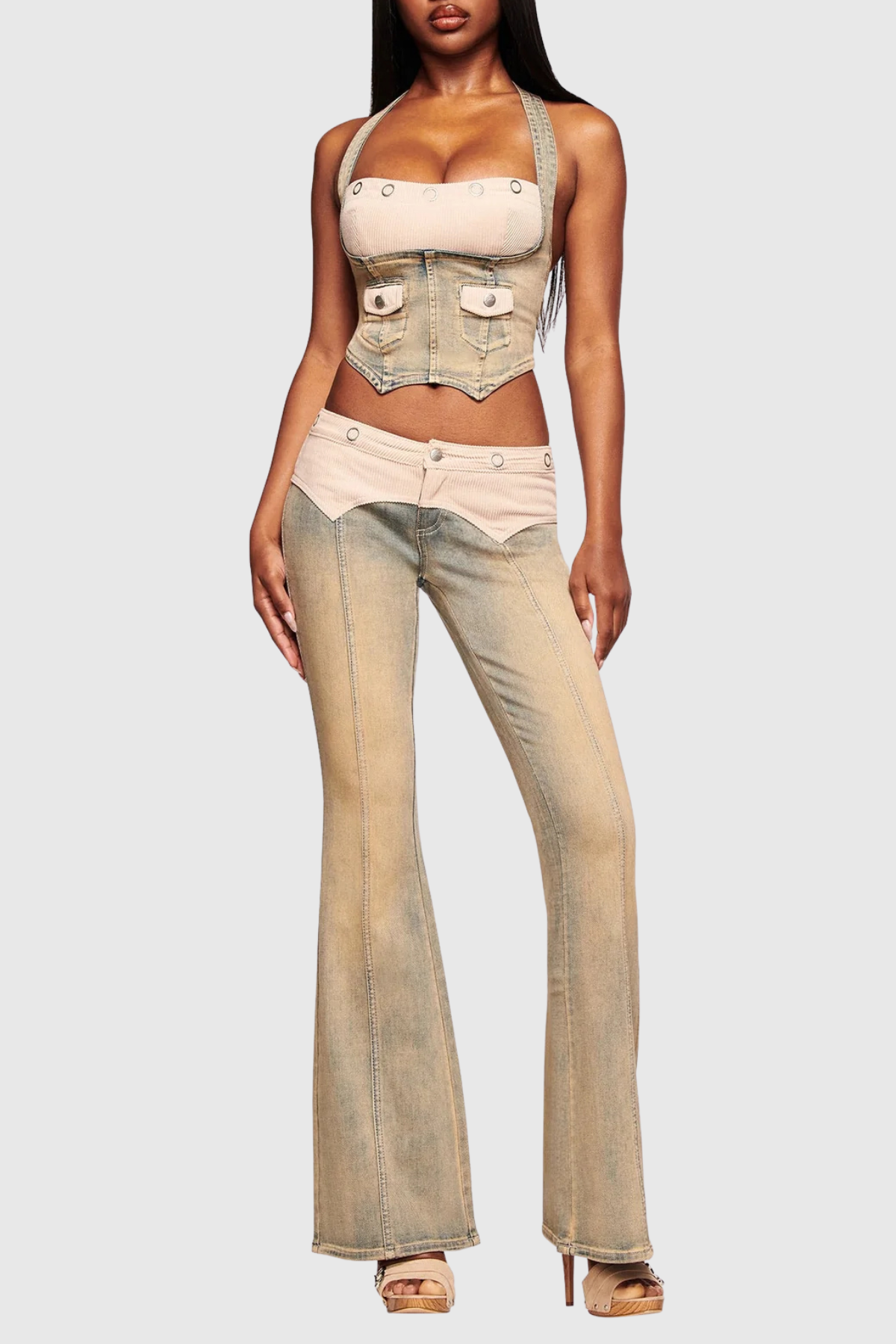 Tahnee Patchwork Corset - Beige
