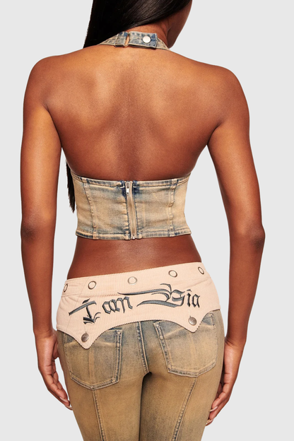 Tahnee Patchwork Corset - Beige