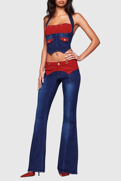 Tahnee Patchwork Corset - Red