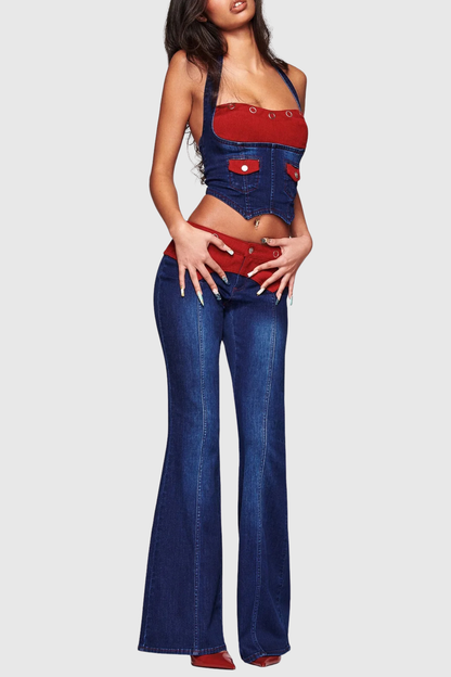 Tahnee Patchwork Corset - Red