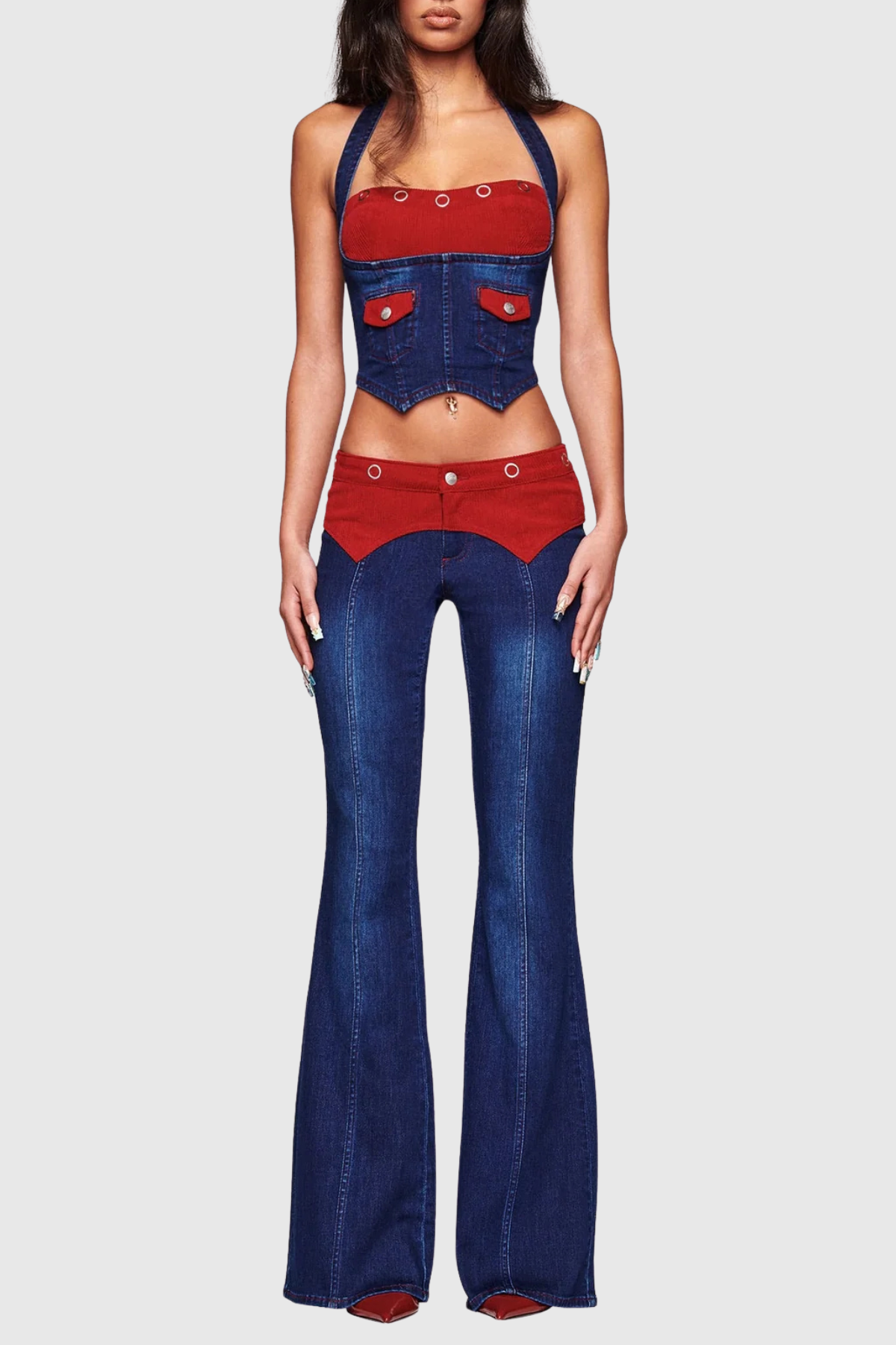 Tahnee Patchwork Corset - Red