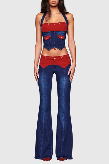Tahnee Patchwork Corset - Red
