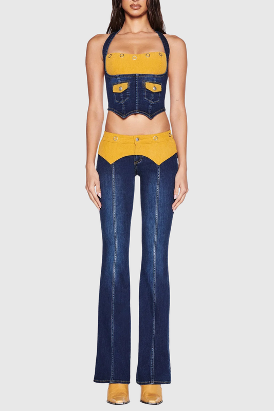 Tahnee Patchwork Corset - Yellow