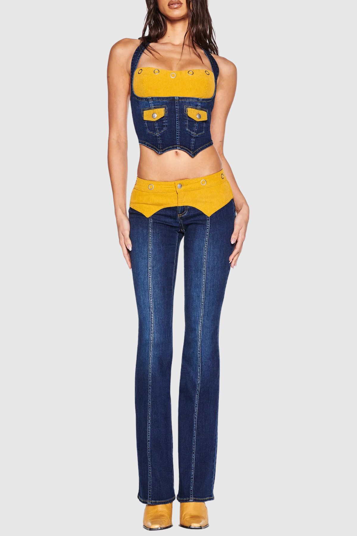 Tahnee Patchwork Corset - Yellow