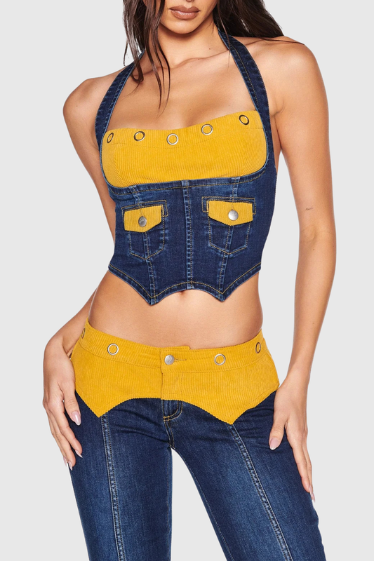 Tahnee Patchwork Corset - Yellow