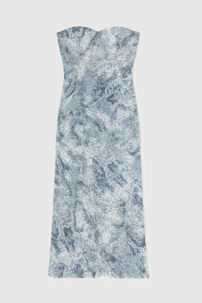 Taikia Crystal Embellished Strapless Midi Dress