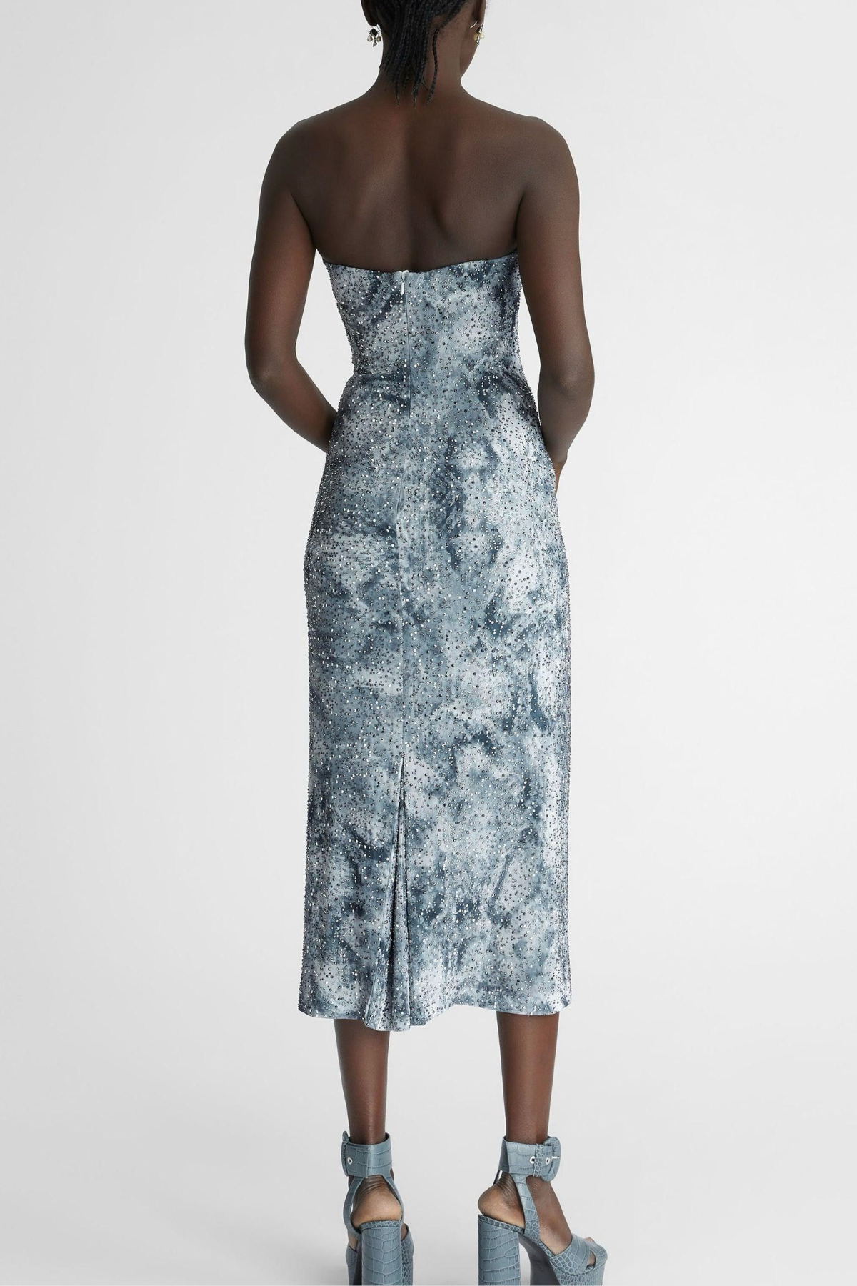 Taikia Crystal Embellished Strapless Midi Dress