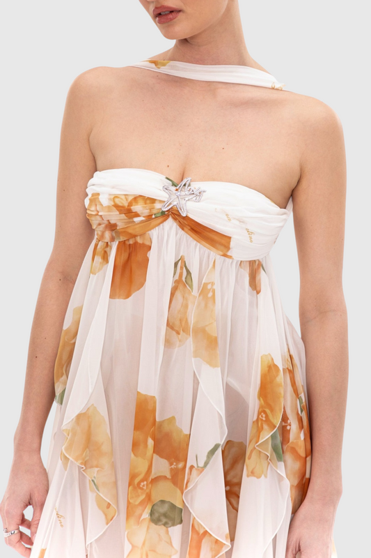 Takala Floral Halter Backless Split Maxi Dress