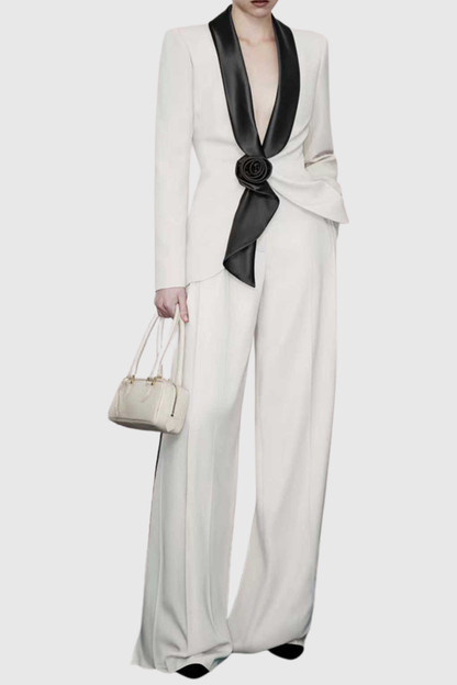 Tanaiy Floral Blazer & Trousers Set - White