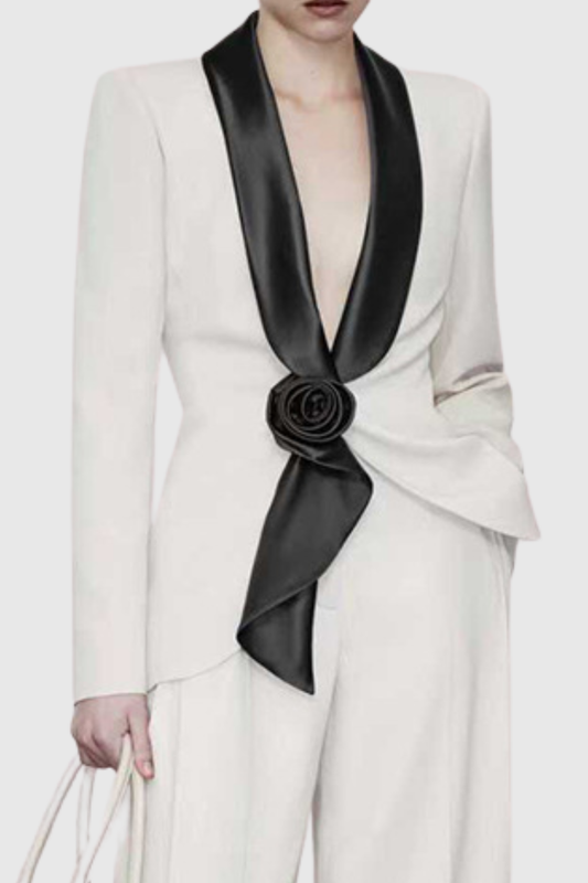 Tanaiy Floral Blazer & Trousers Set - White