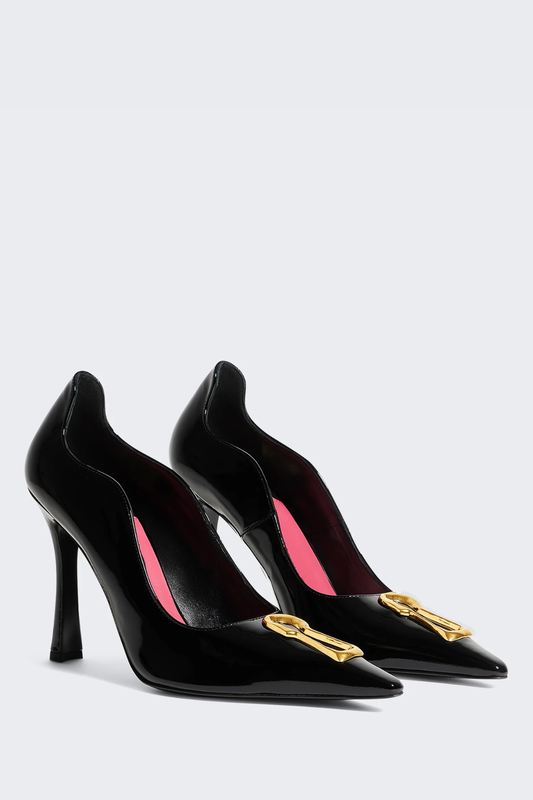 Tansys Metal Keyhole Pumps - Black