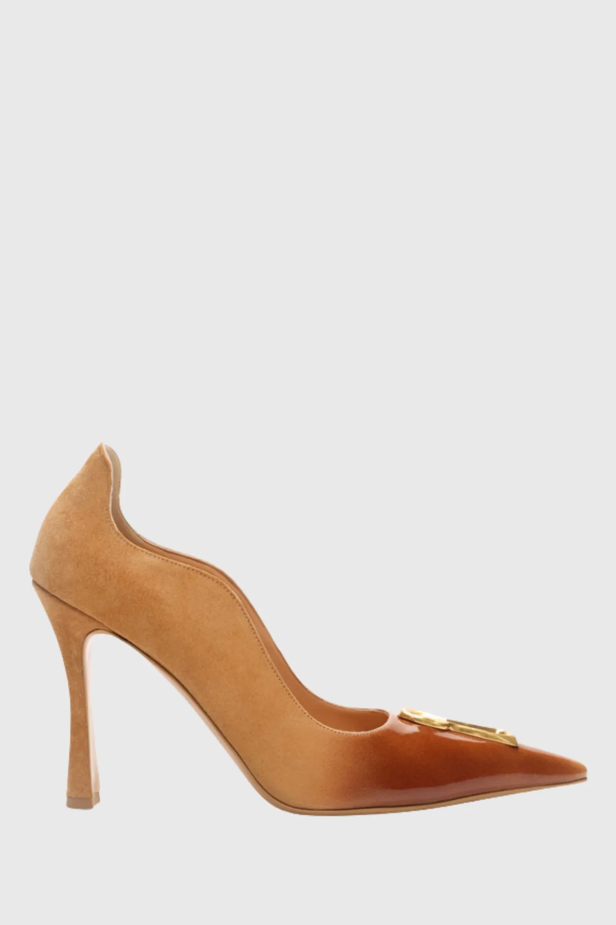 Tansys Metal Keyhole Pumps - Brown