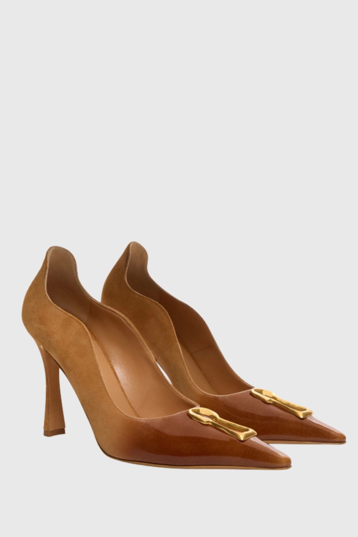 Tansys Metal Keyhole Pumps - Brown