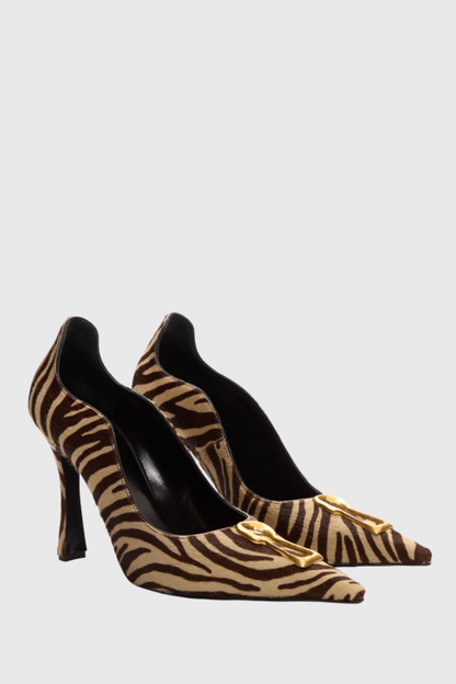 Tansys Zebra Metal Keyhole Pumps