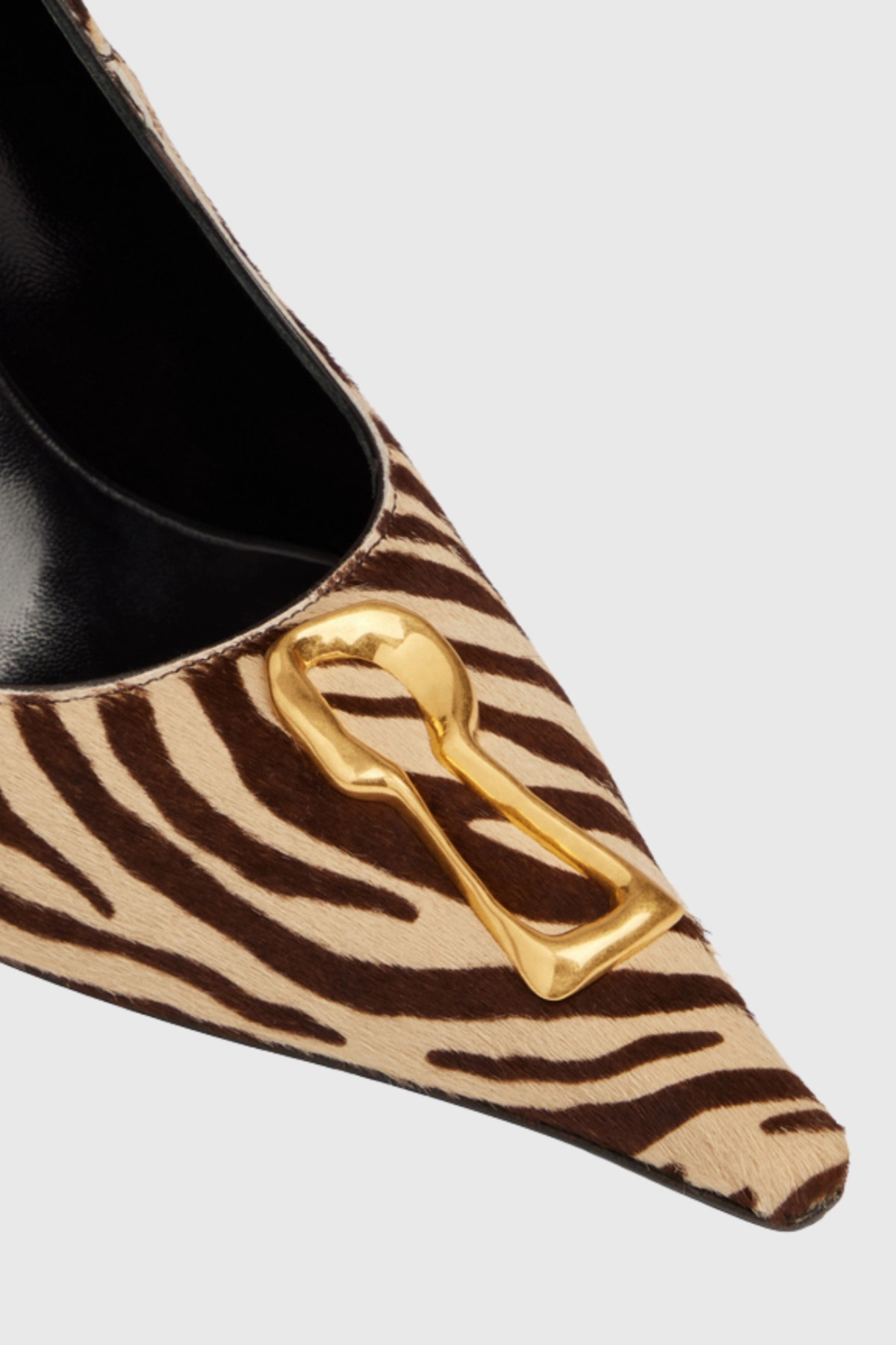 Tansys Zebra Metal Keyhole Pumps