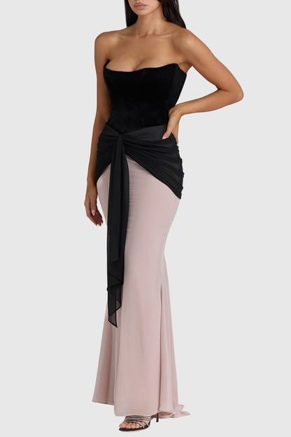 Tanzy Strapless Velvet Maxi Dress
