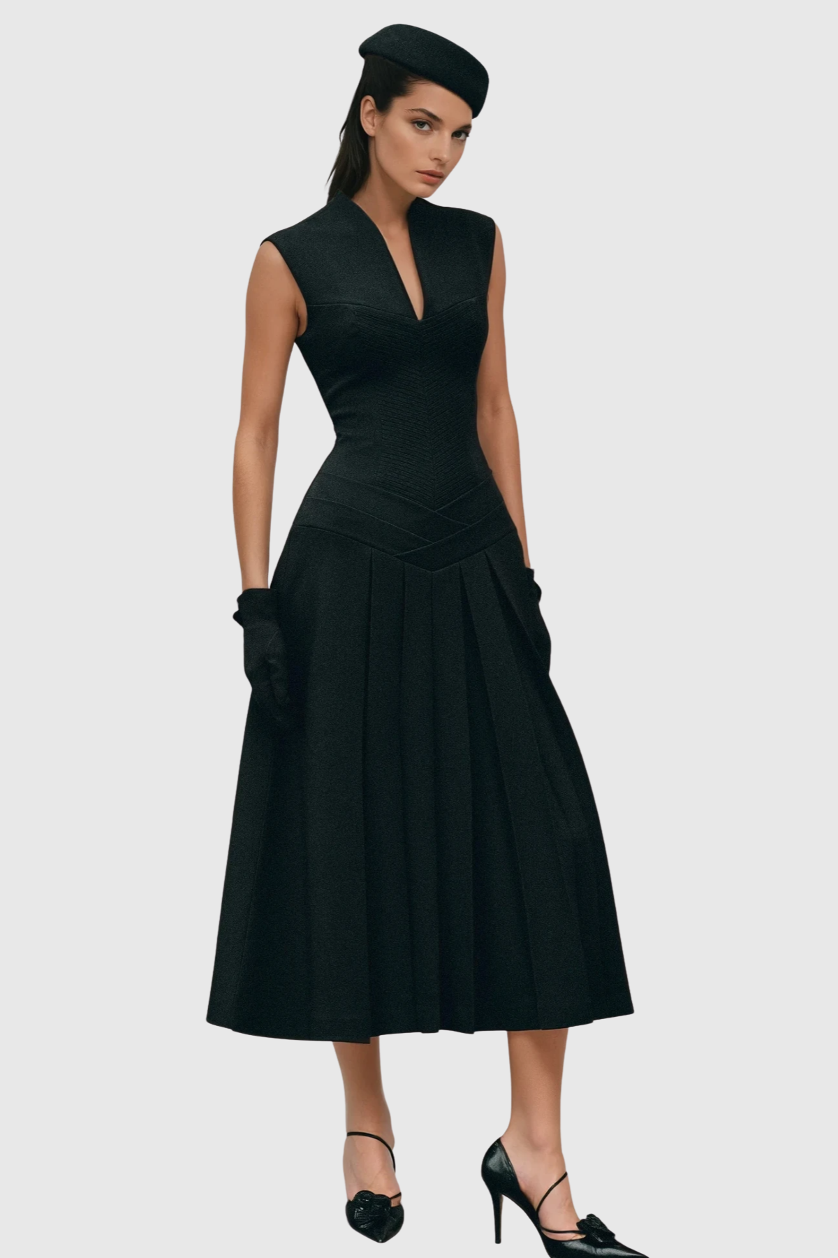 Tatka Sleeveless Pleated Midi Dress