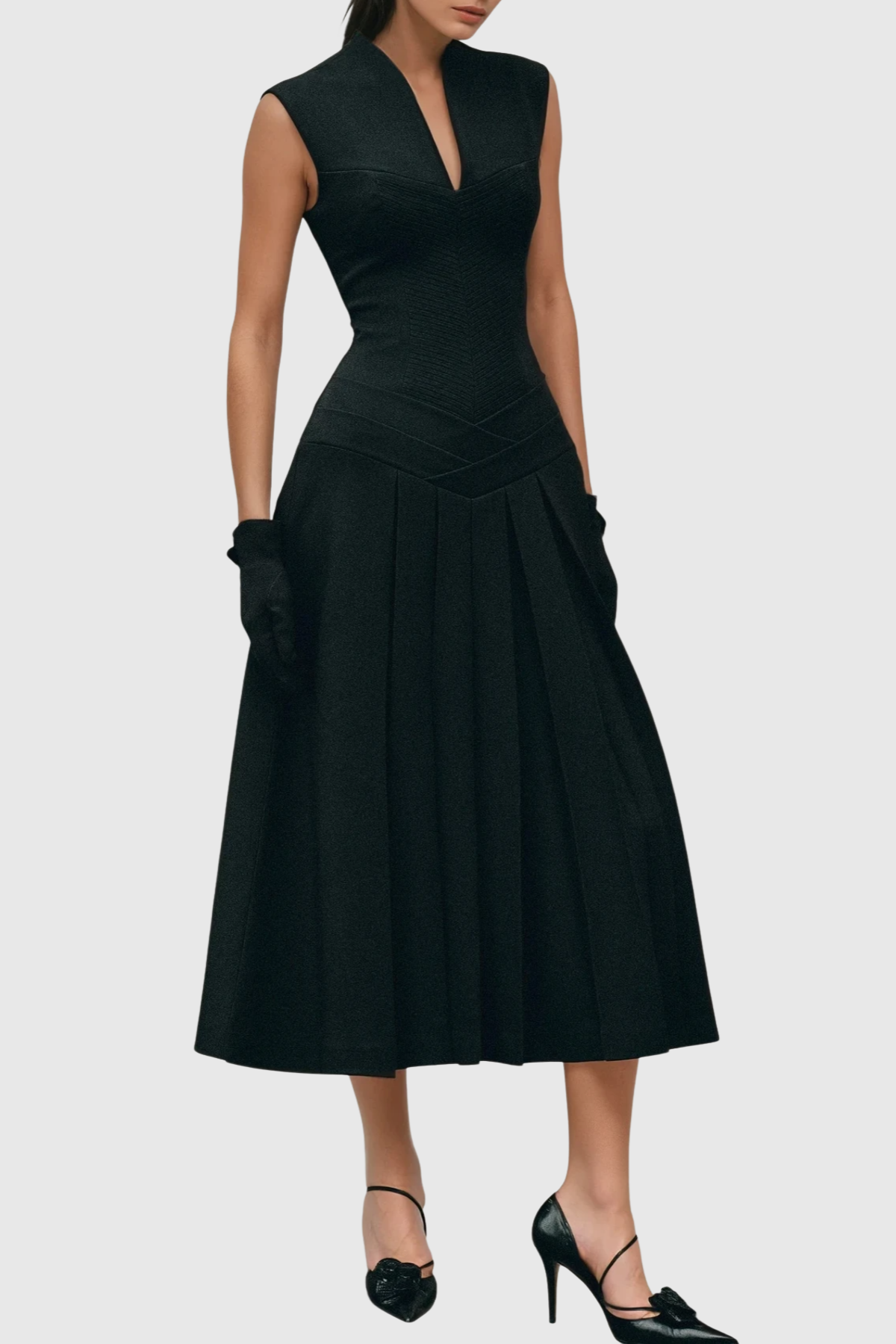Tatka Sleeveless Pleated Midi Dress