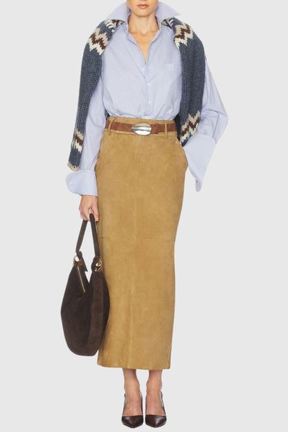 Tekoa Suede Midi Skirt