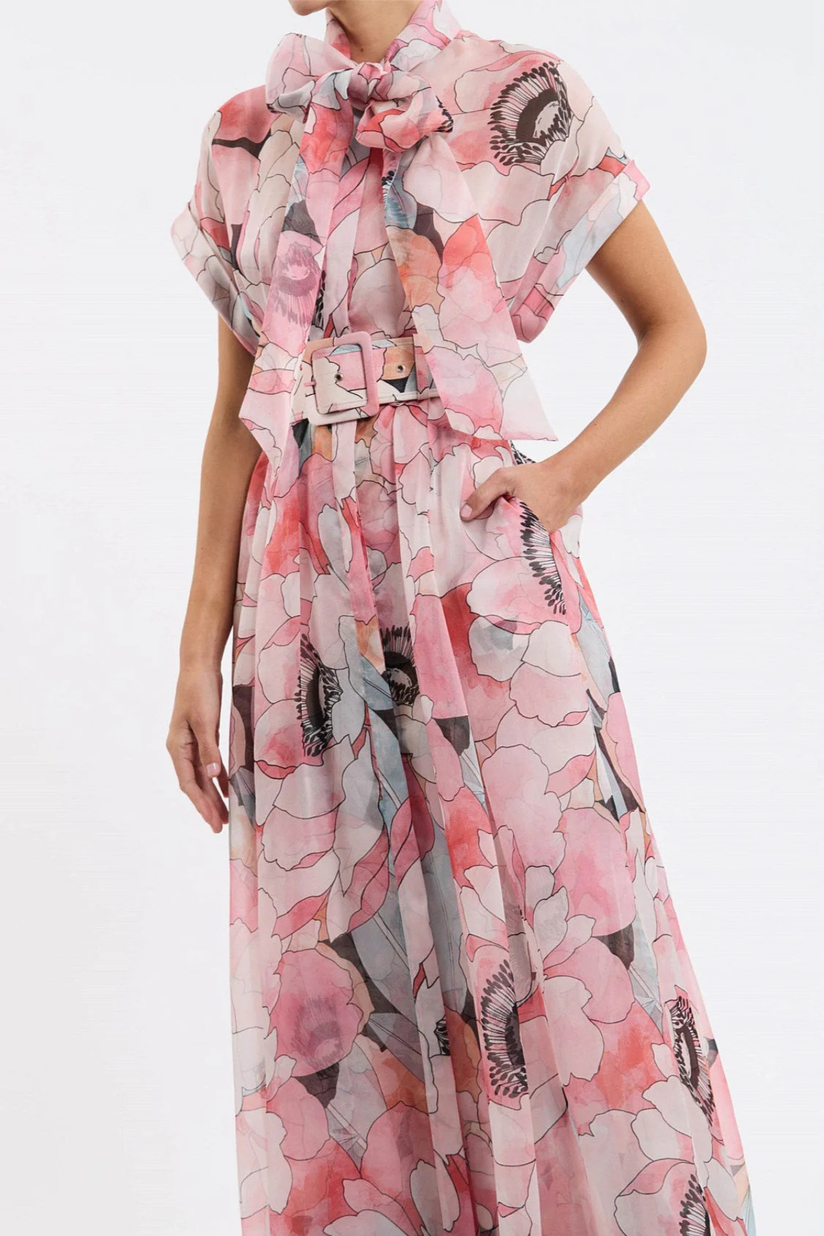 Telina Floral Belted Maxi Dress